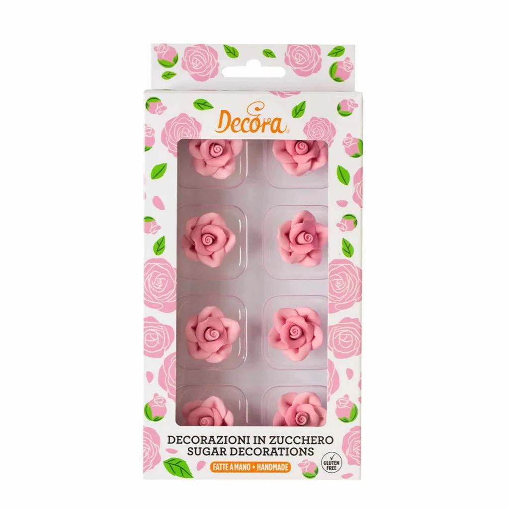 Decora Spiselig Kakepynt Små Roser -Rosa- pk/8