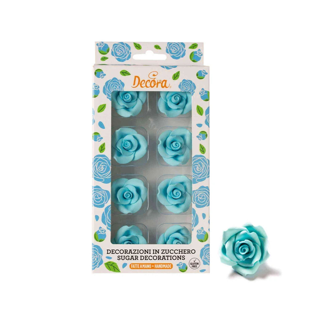 Decora Spiselig Kakepynt Store Roser, 5cm -Blå- pk/6