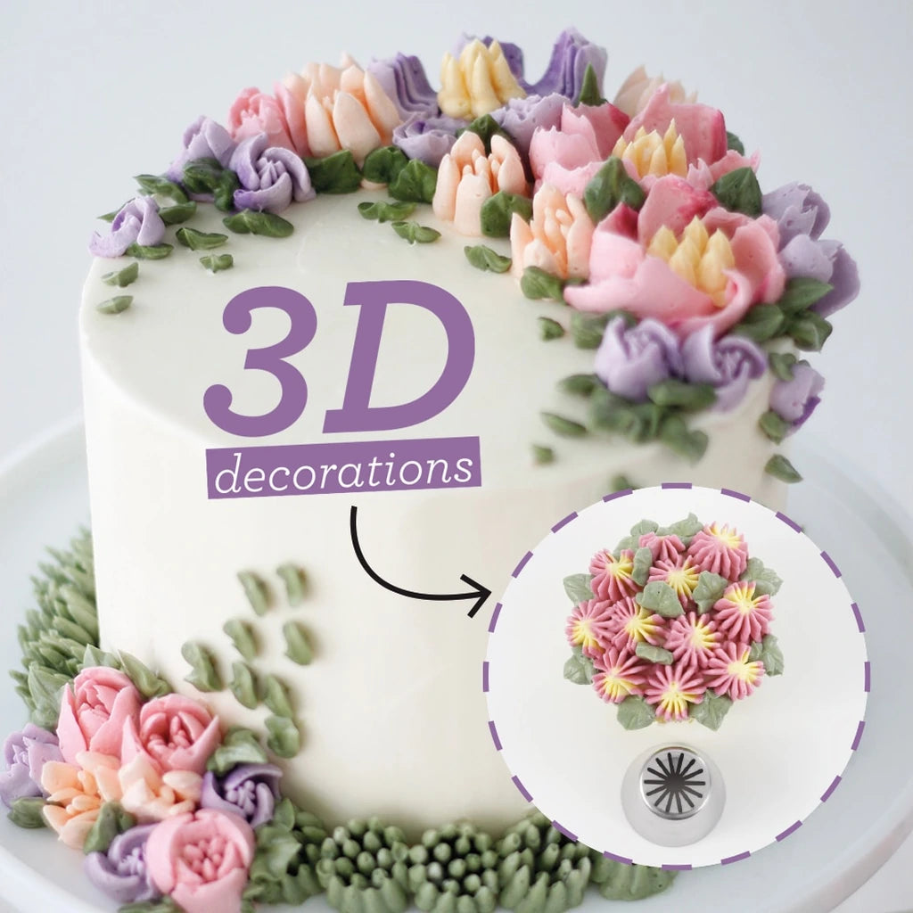 Pyntet kake med Decora sprøytetipp prestekrage