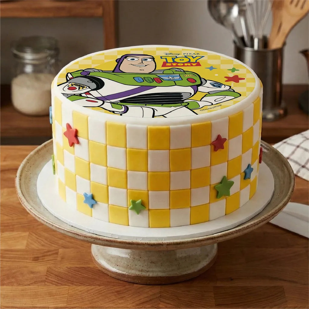 Toy story kake med kakebilde av buzz lightyear