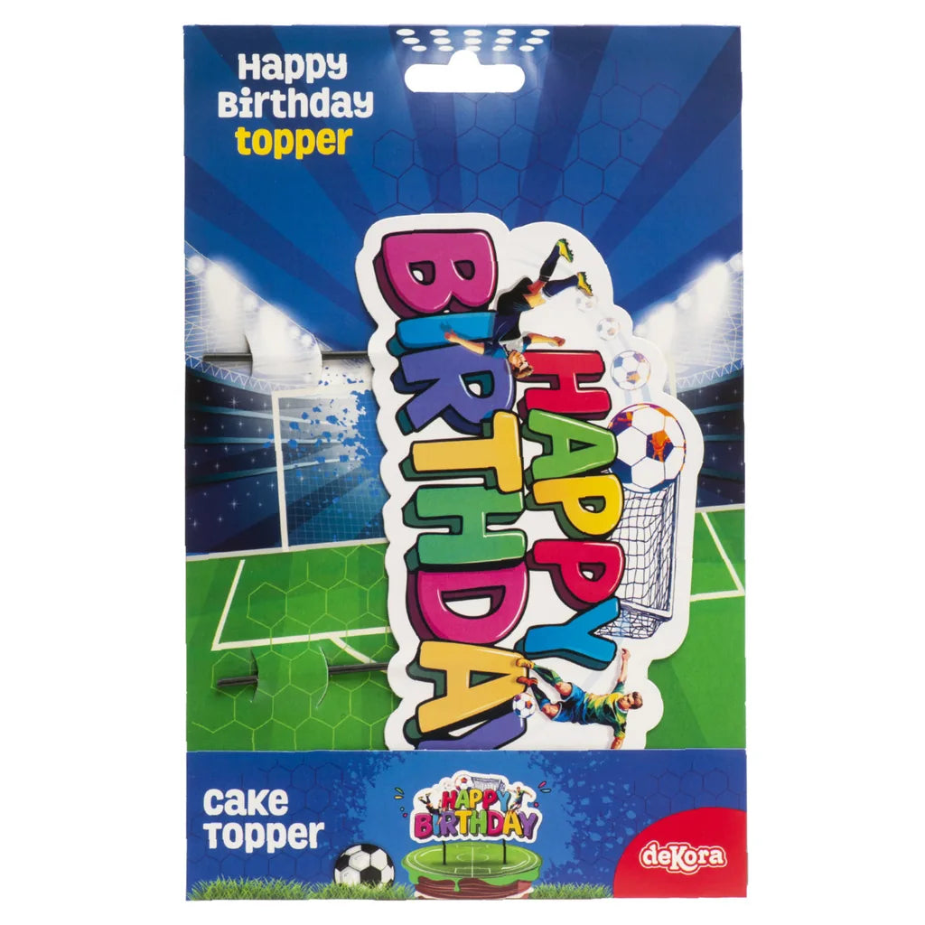 Dekora Kaketopper Fotball -Happy Birthday- 17,5 cm