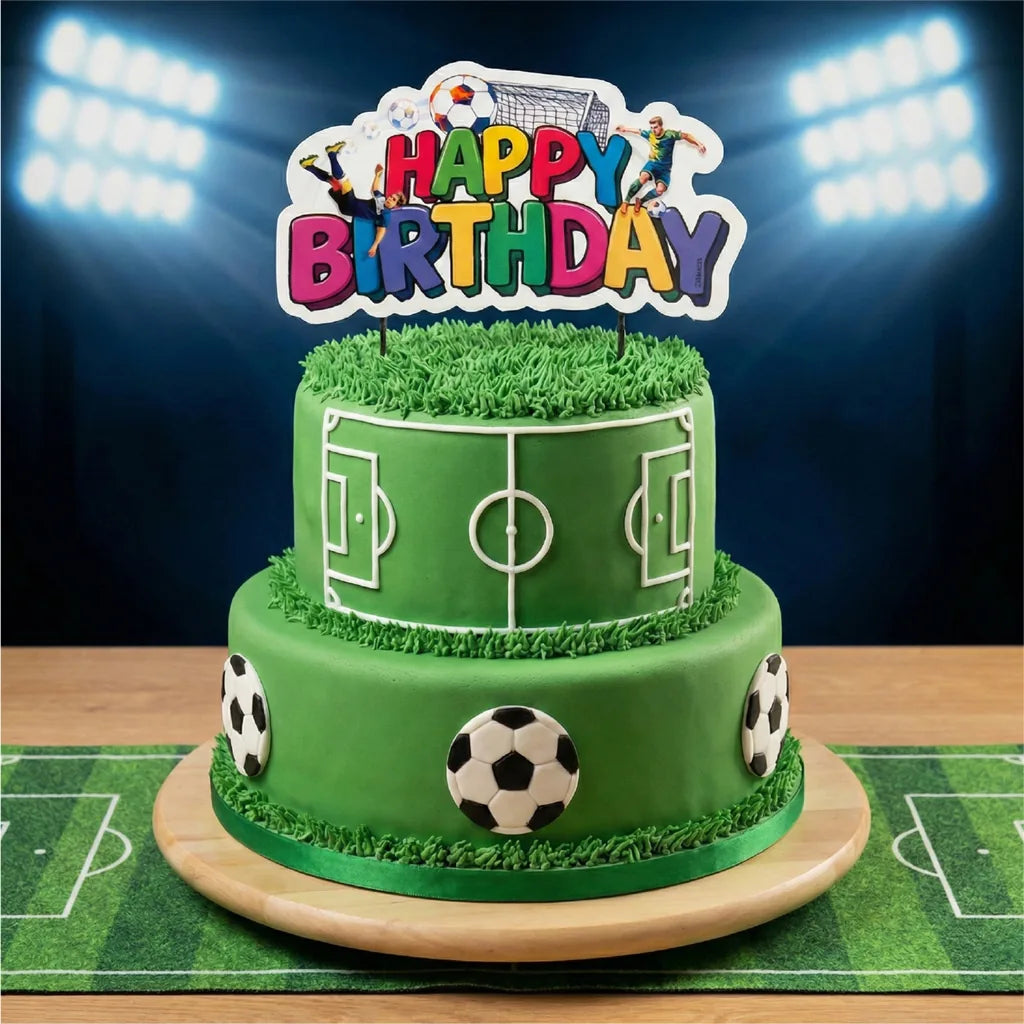 Dekora Kaketopper Fotball -Happy Birthday- 17,5 cm