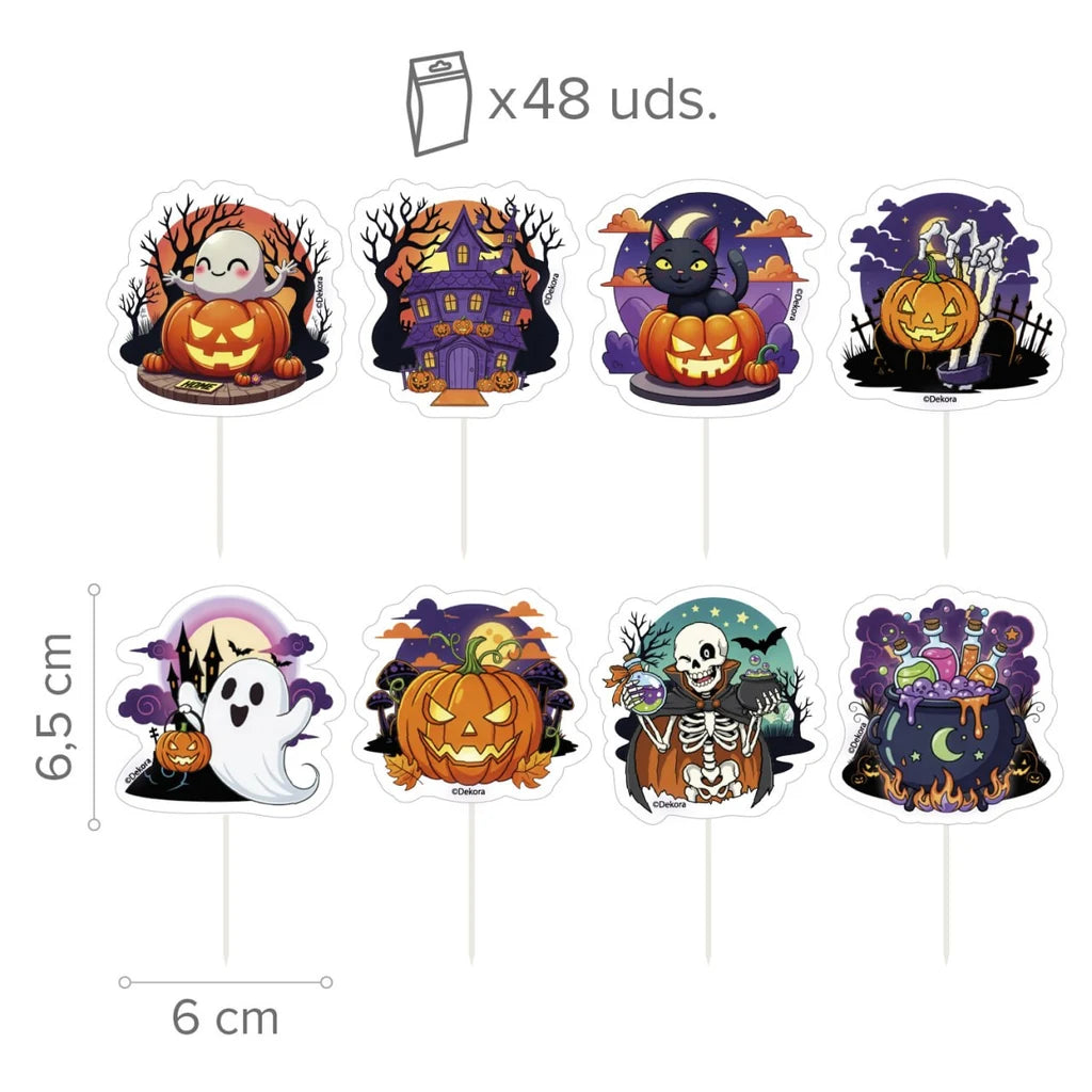 deKora Halloween-kaketoppere, 48 stk og mål 6 x 9 cm