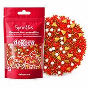deKora Santa's Magic kakestrøssel, 100 g, pakning med nærbilde av strøsselet