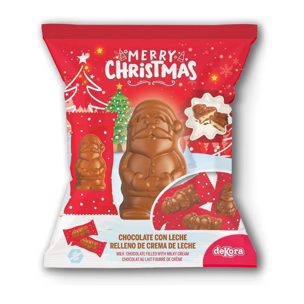 deKora Happy Santa sjokoladenisser med melkekrem, 80 g, produkt og innhold