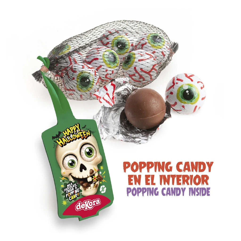 Sjokoladeøyne Halloween med popping candy 75 g – produkt og innhold