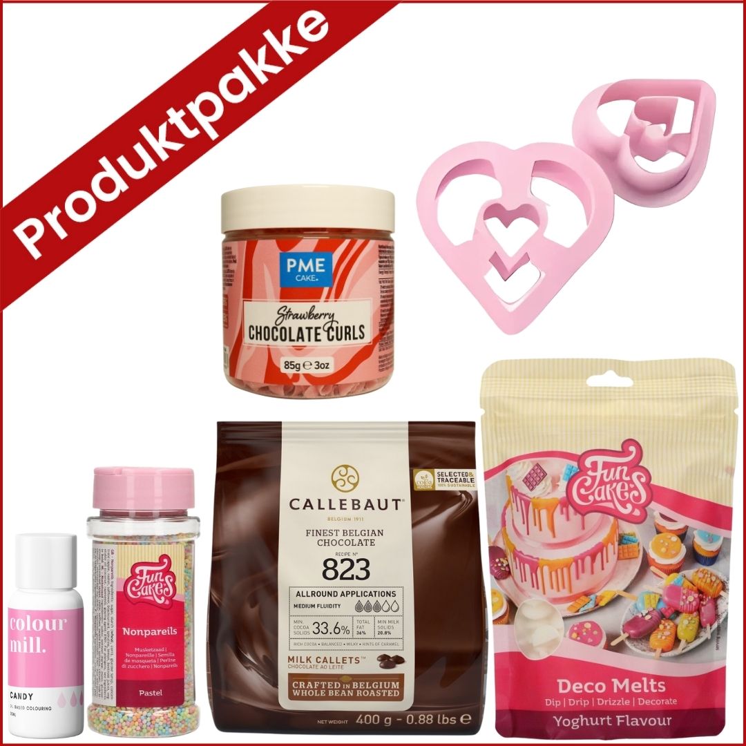 Hjerteformede donuts produktpakke