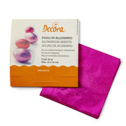 Decora Innpakningsark i aluminium -Magenta- 10x10cm, pk/150