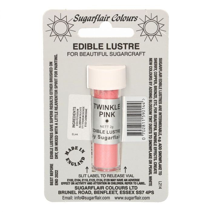 Sugarflair spiselig glitter Twinkle Pink, 2g