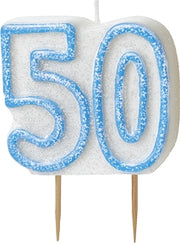 50tall kakelys, blå/hvit