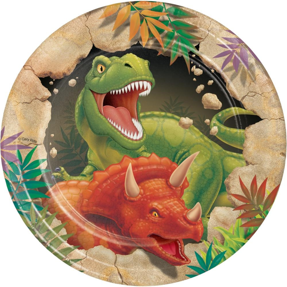 Papptallerken - Dinosaur 18 cm, pk/8