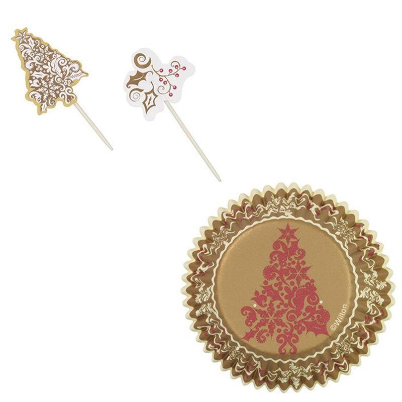 Wilton Muffinsformer med picks -Elegant jul- sett/24