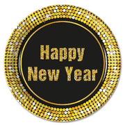 Happy New Year papptallerken 23cm, 8stk