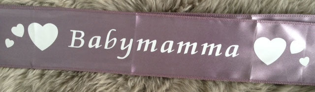 Ordensbånd / Sash til babyshower Lilla -Babymamma- 