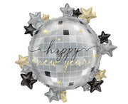Folieballong happy new year sølv