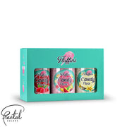 Fluffini sukkerspinn 3-pakning med smakene bringebær, tutti-frutti og vanilje