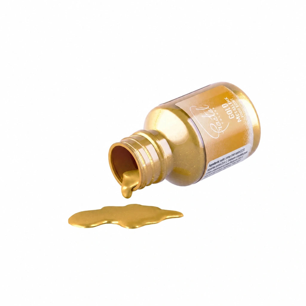 Gullfarget MetallInk maling helles fra flasken
