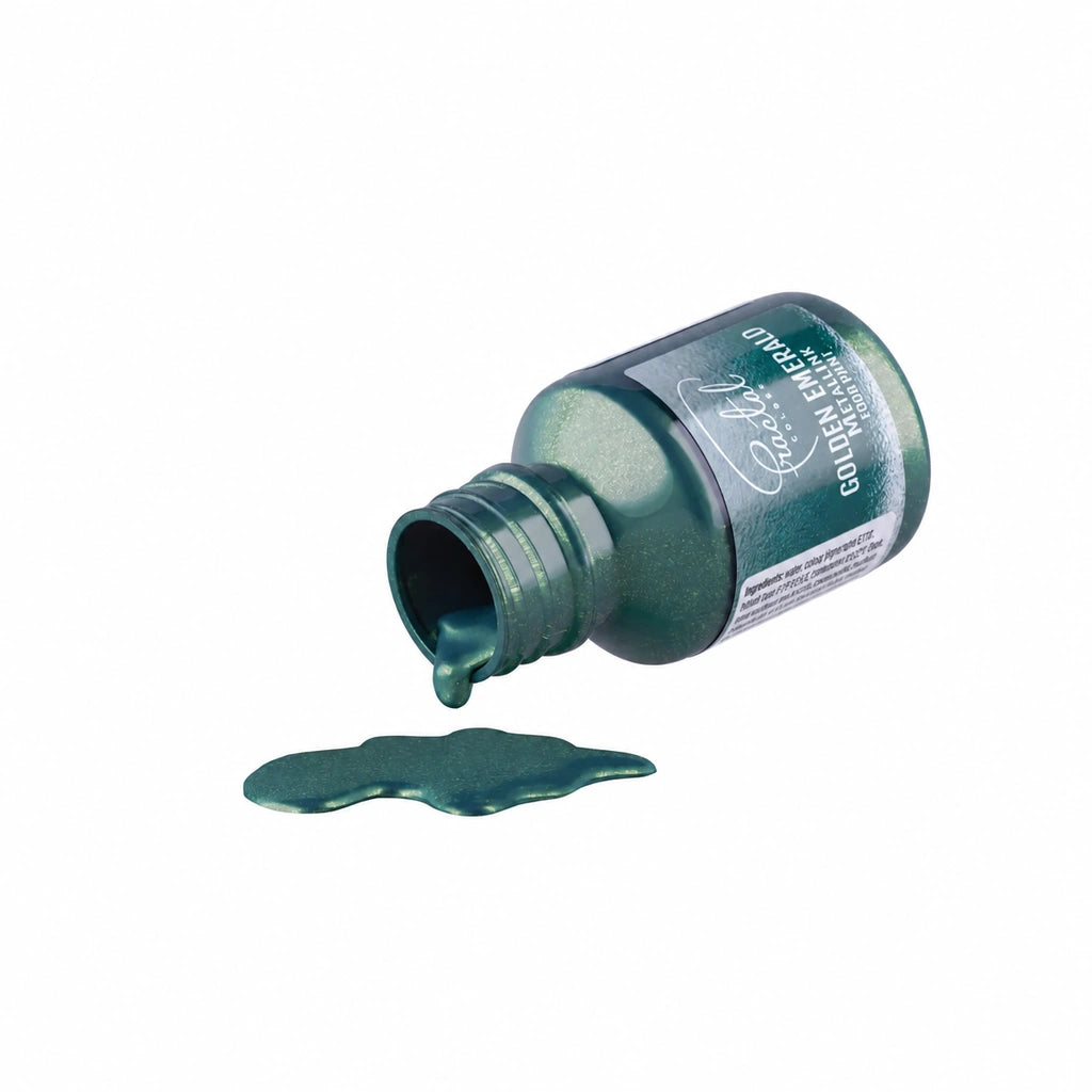 Fractal MetallInk Golden Emerald med maling helt ut av flasken