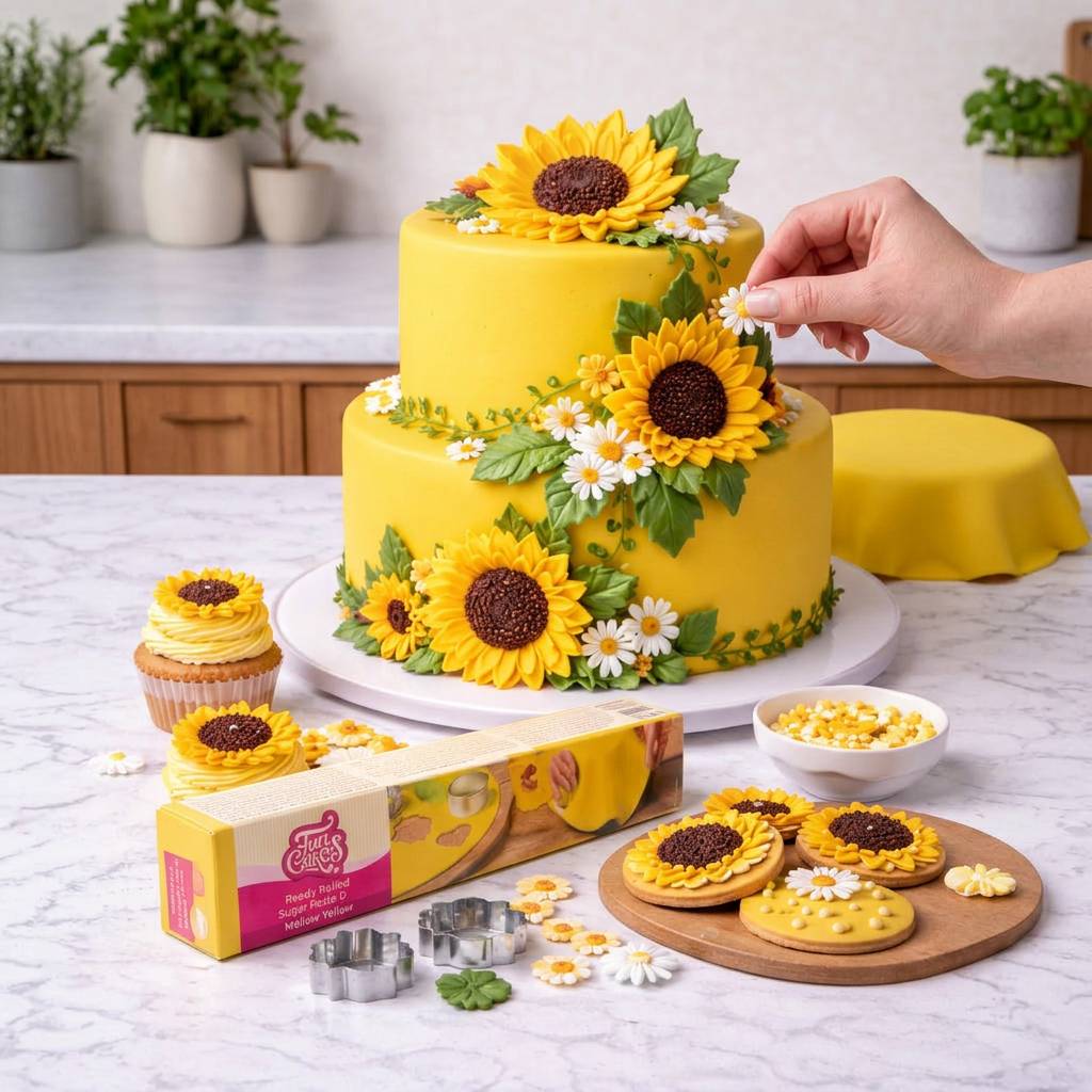 FunCakes Fondantlokk Gul fondant