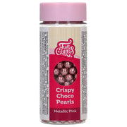 FunCakes Crispy sjokoladeperler i rosa metallic, 60 g pakning