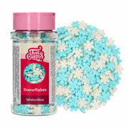 FunCakes hvite og blå snøfnugg, 50 g boks og kakestrøssel