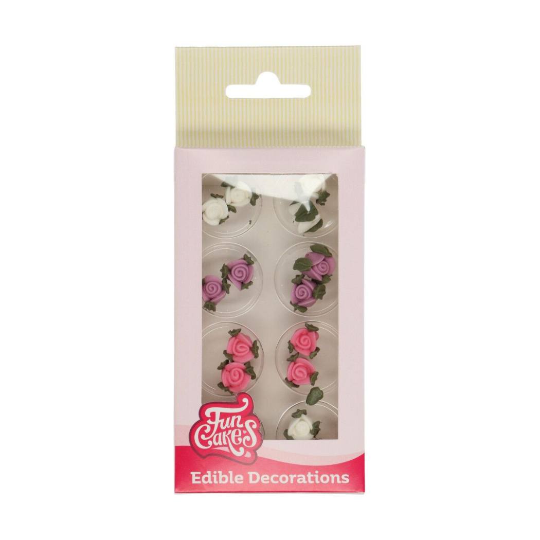 funcakes sukkerdekorasjoner roser med blad