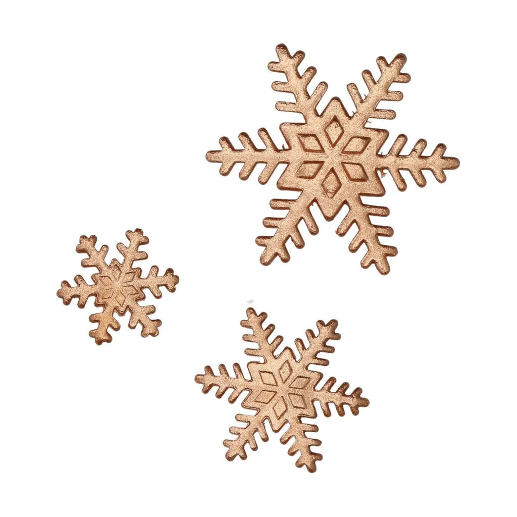 FunCakes sukkerdekorasjoner snøkrystaller bronse, 12 stk – bruk