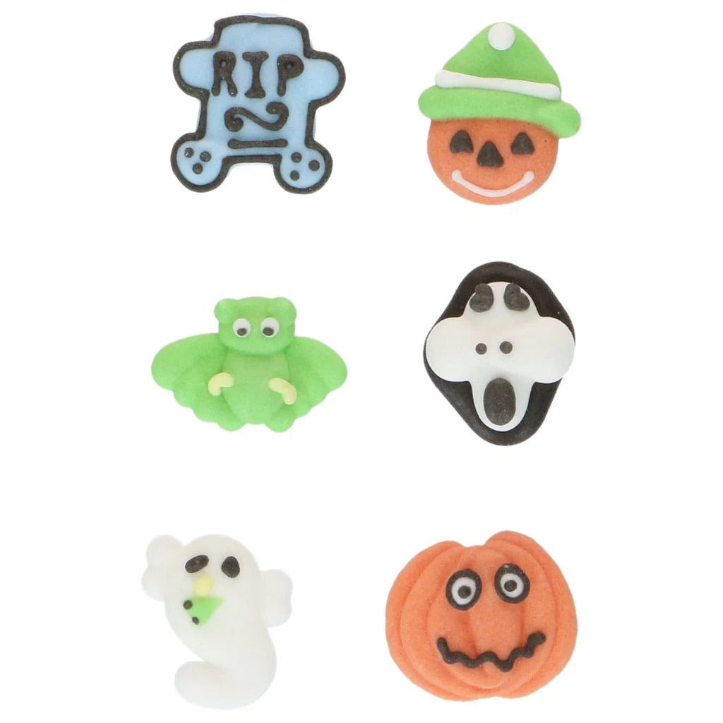 Åtte FunCakes sukkerdekorasjoner med Halloween-motiver