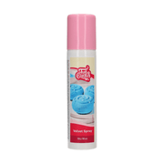 FunCakes Velvet Spray -blå- 100ml  Funcakes velvet spray i nydelig blå farge. Enklere enn dette blir det ikke å få en nydelig fløyelseffekt på dine kaker, is, eller mousser. Sprayen er i en nydelig skyblå farge.  Bruksanvisning: Oppbevar sprayboksen i romtemperatur 20-25 grader i 2 timer før bruk. Rist godt, og varm opp boksen i varmt vann mellom 25-35°C. Spray et forsiktig lag på kaken fra 20-25 