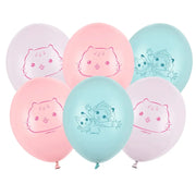 Seks Gabby’s Dollhouse ballonger i rosa, lilla og mint