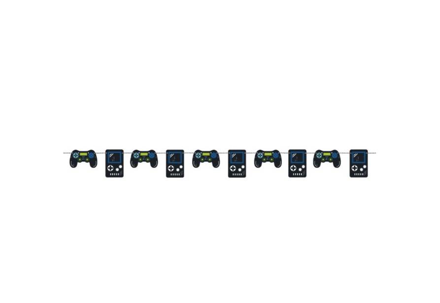 gamer banner med gameboy og spillkonsoll