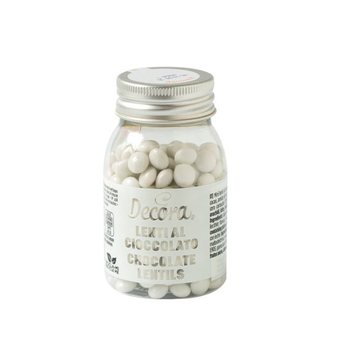 Decora Sjokoladelinser -Hvit- 10mm, 80g