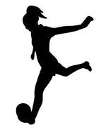 Kaketopp jente -Fotball- Silhuett kaketopp av ei jente eller kvinne som spiller fotball. Kjempefin kaketopp til konfirmasjon eller bursdag.  Høyden på fotballspilleren er ca 18cm (ca 28cm inkl pinnen).  Kaketoppen er laget i svart papp/kartong, som er festet på en trepinne til å stikke i kaken.  Innhold: 1 stk.