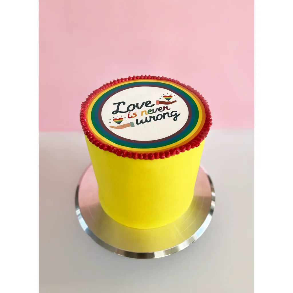 Kakebilde -Love is never wrong- Rund 20cm
