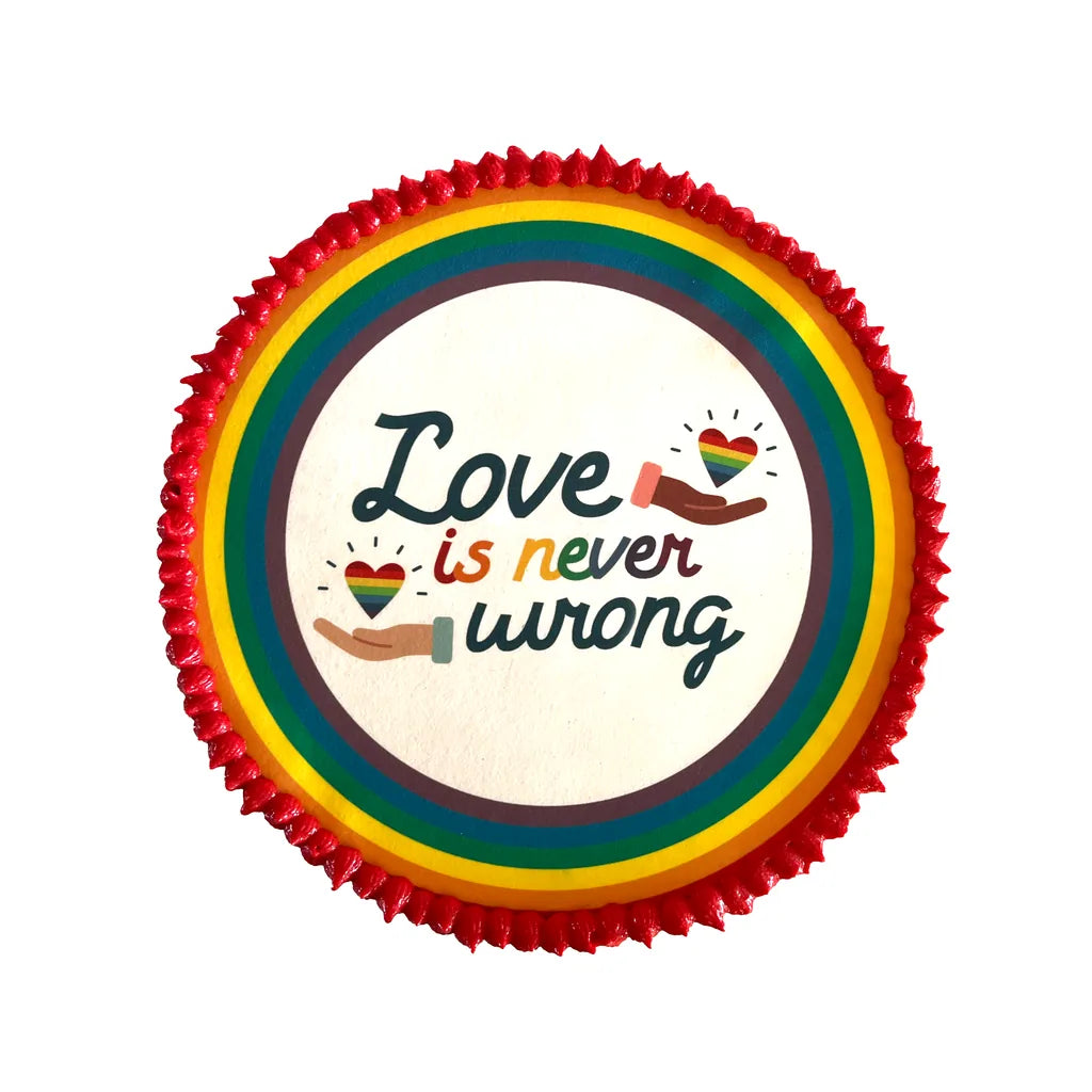 Kakebilde -Love is never wrong- Rund 20cm