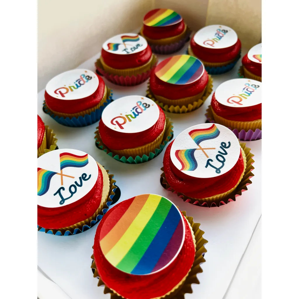 Kakebilde -Love, pride og regnbuen- Rund 5cm