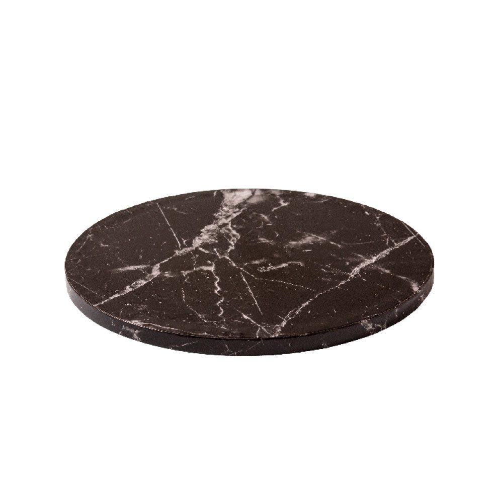 Kake drum rund svart marmor 40cm tykt kakebrett