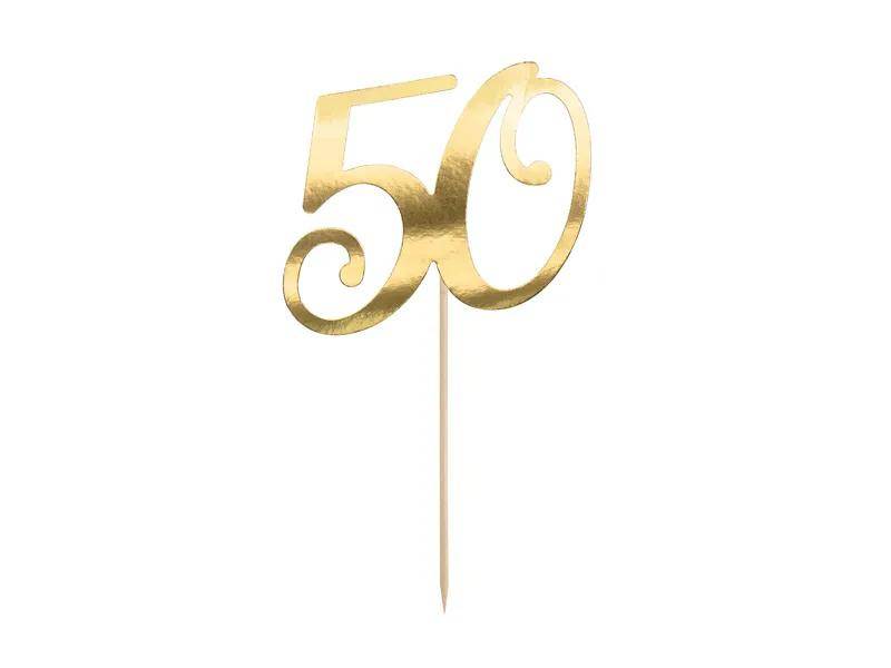kaketopp i gull ti 50-årsdag