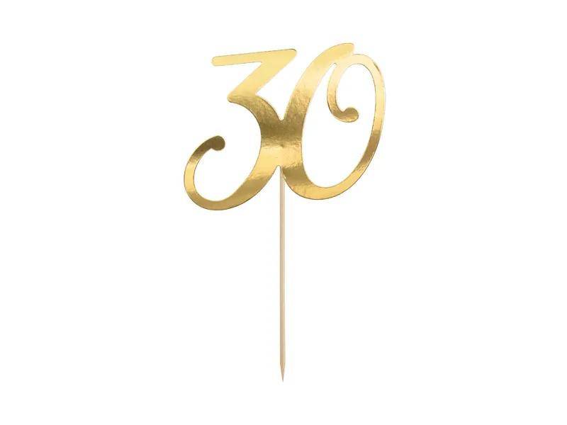 kaketopp i gull til 30-årsdag