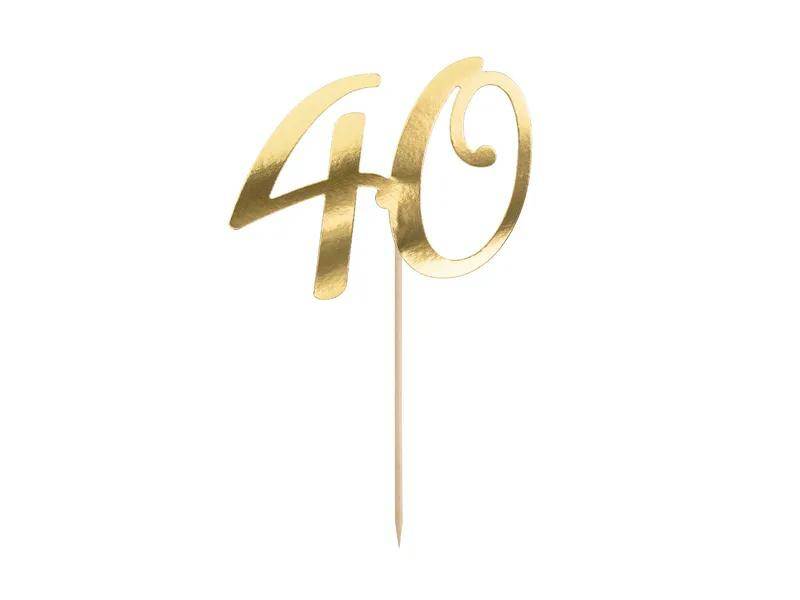 kaketopp i gull til 40-årsdag
