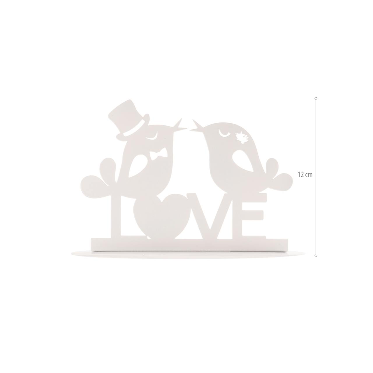 kaketopp i hvit metall love og lovebirds