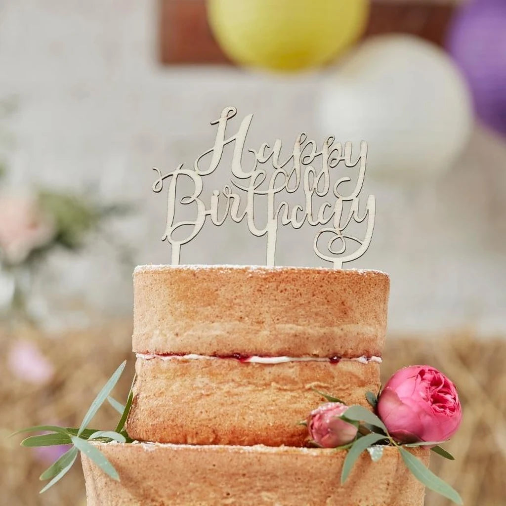 Kaketopp i tre -Happy Birthday- – produktbilde