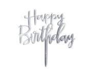 Kaketopp Sølv -Happy Birthday-