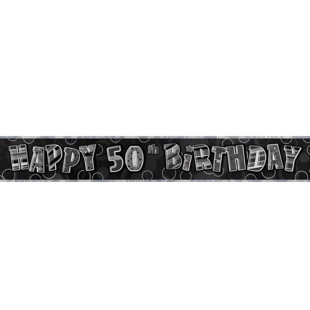 Banner, svart metallic "50th"