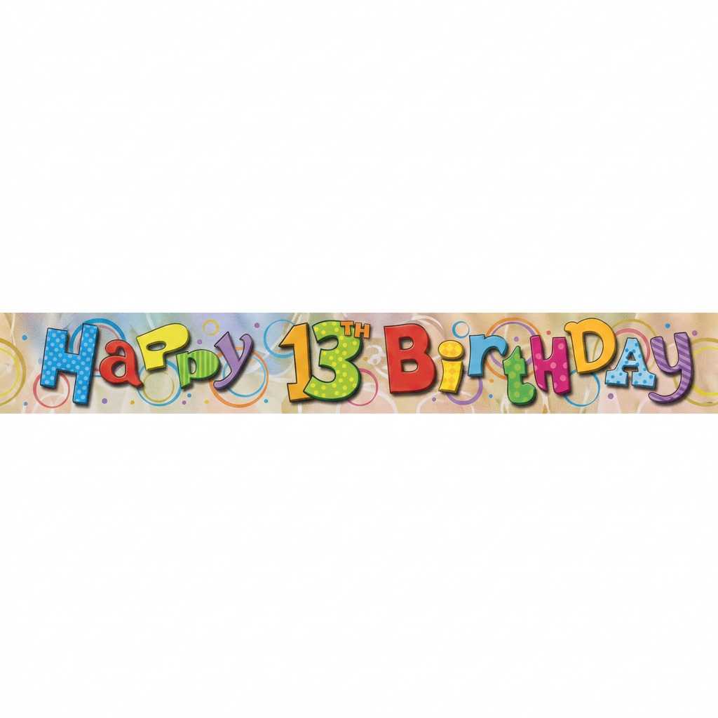 Foilbanner til 13årsdag, ca 3,6m