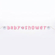 Babyshower rosa pappbanner "elefant/paraply", 1,6meter