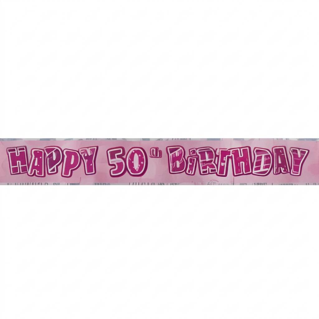 Banner, rosa metallic "50th", ca 3,6meter
