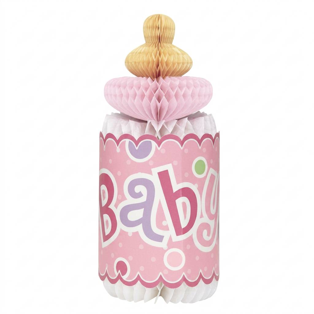 Tåteflaske, rosa 3-D dekor til baby shower