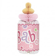 Tåteflaske, rosa 3-D dekor til baby shower