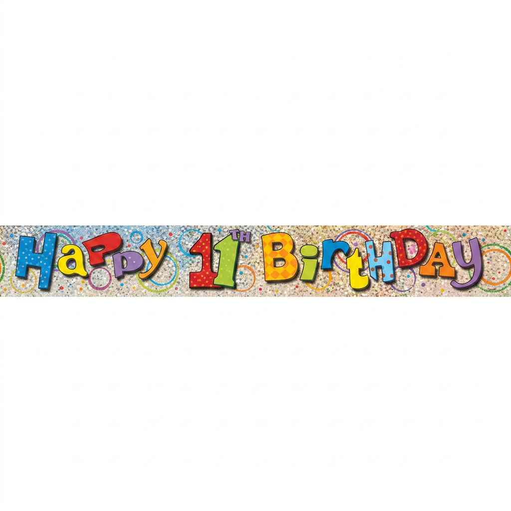 Foilbanner til 11årsdag, ca 3,6m